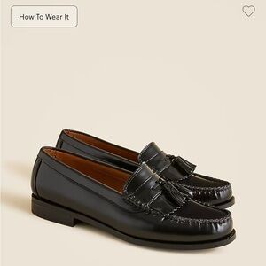 NEW J.Crew Camden Kiltie Classic Black Leather Loafers
